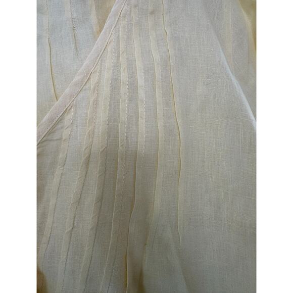 Soft Surroundings Yellow Pleated Lagenlook Coastal Linen Blouse Medium Petite - Picture 5 of 12